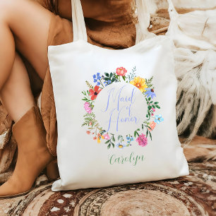 Bolsa Tote Casamento de Script de Madrinha de casamento de Fl