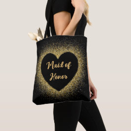 Bolsa Tote Casamento de Script Elegante com Glitter Dourado m