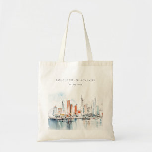 Bolsa Tote Casamento de Skyline Watercolor em Miami Florida