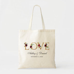 Bolsa Tote Casamento Dourado De Amor Floral Azul E Azul