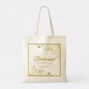 Bolsa Tote Casamento Elegante de Bridesmaid dos Amigos Dourad