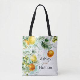 Bolsa Tote Casamento Elegante de cor d'água floral e Fruta