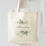 Bolsa Tote Casamento Elegante Eucalyptus Watercolor Bridesmai<br><div class="desc">Bonita bolsa personalizada de tota de damas de honra com aquarela eucalipto e folhas de ouro.</div>