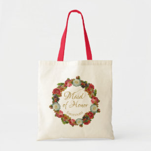 Bolsa Tote Casamento elegante floral do outono da madrinha de