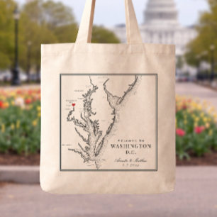 Bolsa Tote Casamento em Washington DC Boas-vindas em Preto e