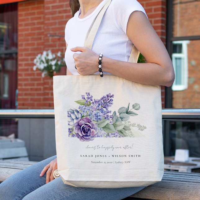 Bolsa Tote Casamento Eucalyptus Botânico Suculente Lilac (Criador carregado)