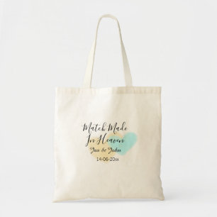 Bolsa Tote Casamento feito no céu nome do coração pastel azul