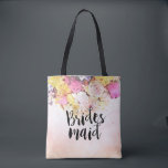 Bolsa Tote Casamento Floral com Coloração Aquosa Chic Bridesm<br><div class="desc">Modelos de Tote Bag de Casamento de Bridesmaid - Flores de Aquarela Adoráveis e Coloridas Elegantes e Script Manuscrito em Fundo de Abertura de Aquarela. Um Design perfeito para o seu grande dia. Todo estilo de texto,  cores,  tamanhos podem ser modificados para ajustado das suas necessidades!</div>
