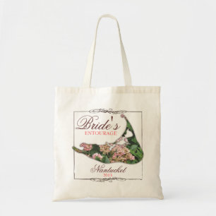 Bolsa Tote Casamento floral de Nantucket do séquito da noiva
