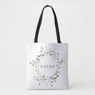 Bolsa Tote Casamento Floral de Pampas de Flor Selvagem Seca E