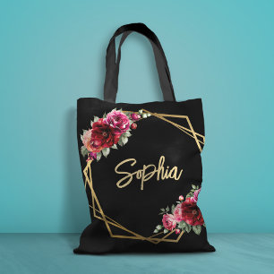 Bolsa Tote Casamento floral preto vermelho-chic