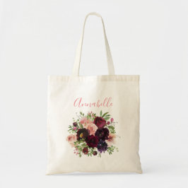 Bolsa Tote Casamento Floral Rosa Bege & Borgonha