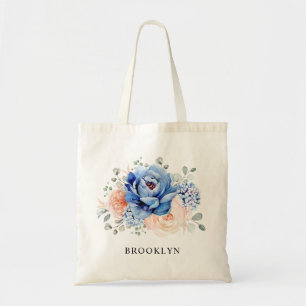 Bolsa Tote Casamento Floral Rosa-Rosa-Rosa-Cinzento-marinho A