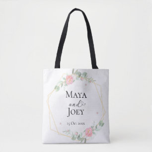 Bolsa Tote Casamento Geométrico da Rosa Romântica