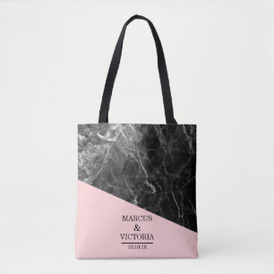 Bolsa Tote Casamento Geométrico de Mármore Negro