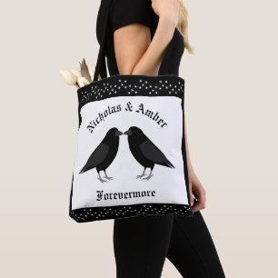 Bolsa Tote Casamento Gótico Beijando Ravens De Dois Lados