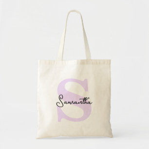 Bolsa Tote Casamento Inicial de Lavanda Personalizado Moderno
