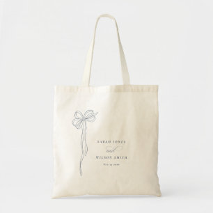 Bolsa Tote Casamento Laço Coquette Azul Simples Minimalista