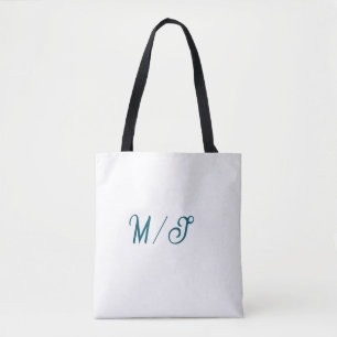 Bolsa Tote Casamento monograma turquesa nome casal simples es