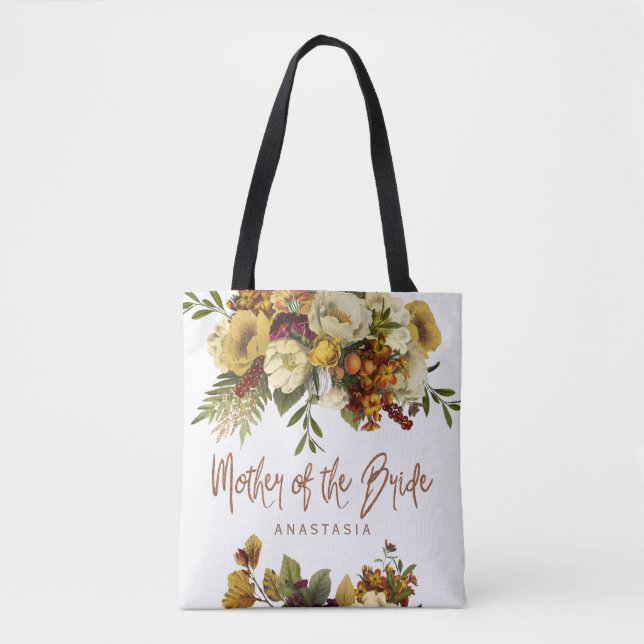Bolsa Tote Casamento outono da mãe floral moderna da noiva (Frente)
