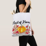 Bolsa Tote Casamento outono Floral de Abóbora de madrinha de<br><div class="desc">Madrinha de casamento,  floral,  outono,  abóbora,  cai na bolsa. Perfeito para Chá de panela,  solteira.</div>