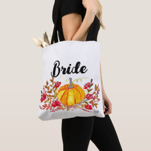 Bolsa Tote Casamento outono Floral de Abóbora de outono