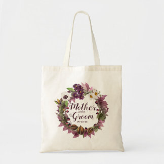 Bolsa Tote Casamento outono Wreath Plum Mãe do Groom ID465