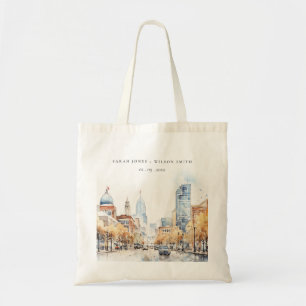 Bolsa Tote Casamento Paisagem Aquarela de Indianápolis, India