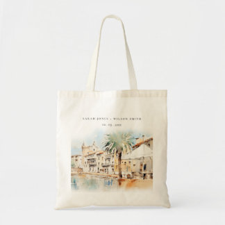 Bolsa Tote Casamento Paisagem Aquarela em Maiorca Espanha