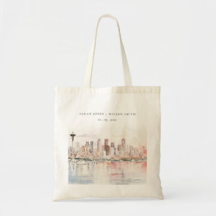 Bolsa Tote Casamento Paisagem Aquarela em Seattle, Washington