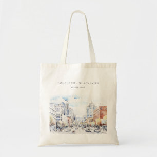 Bolsa Tote Casamento Paisagem Aquarela Omaha Nebraska