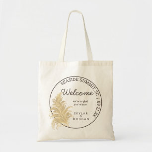 Bolsa Tote Casamento Pampas Grass Tan Em Boas-Vindas Brancas