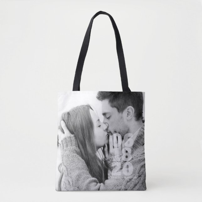 Bolsa Tote Casamento Personalizado Com Tipografia Moderna (Frente)
