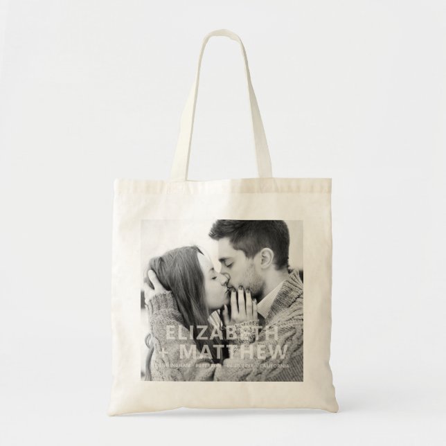 Bolsa Tote Casamento Personalizado Com Tipografia Moderna Bol (Frente)