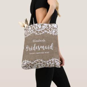 Bolsa Tote Casamento Personalizado Da Bridesmaid Rustic Lace