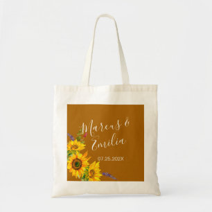 Bolsa Tote Casamento Personalizado de Autumn Sunflower
