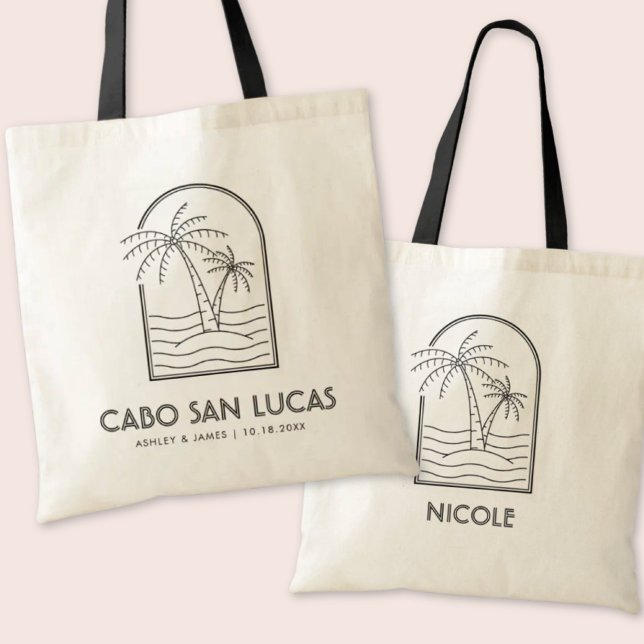 Bolsa Tote Casamento Personalizado de Cabo Bem-Vindo Tote Bag (Personalized Cabo Wedding Welcome Tote Bag
)