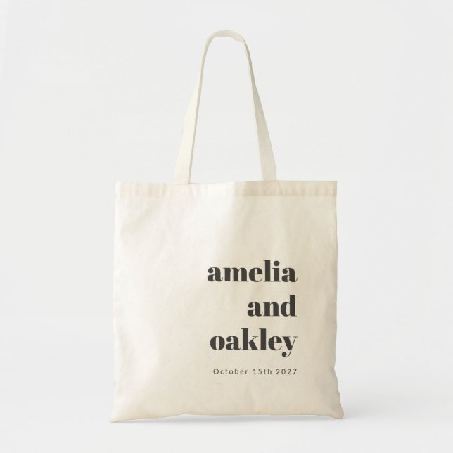 Bolsa Tote Casamento Personalizado De Retrô Branco Negro Mini (Frente)