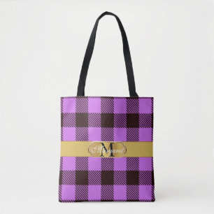 Bolsa Tote Casamento Personalizado de Stripe Tartan na moda O