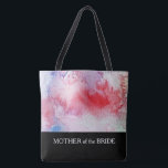 Bolsa Tote Casamento personalizado de texto personalizado de<br><div class="desc">Moderna cor d'água pintada à mão,  cor vermelha,  rosa,  azul. Texto personalizado: Mãe da Noiva,  saco de casamento,  nome pessoal nas costas. Você pode facilmente mudar o texto na frente em "Bridesmaid,  Made of Honor etc" e pode adicionar um nome na parte de trás.</div>