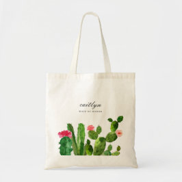 Bolsa Tote Casamento Personalizado do Jardim Elegante Cactus