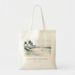 Bolsa Tote Casamento por Aquarela da Árvore Costeira de Miami