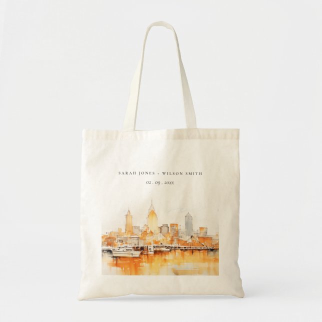 Bolsa Tote Casamento por Aquarela da Cidade Elegante de Nashv (Frente)