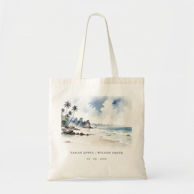 Bolsa Tote Casamento por Aquarela de Palma da Praia Bali da C (Frente)