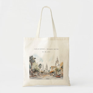 Bolsa Tote Casamento por Aquarela de Skyline da Flórida Chic 