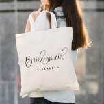 Bolsa Tote Casamento por Caligrafia Moderna de Bridesmaid<br><div class="desc">Tote Bag de Casamento da Caligrafia Moderna de Bridesmaid apresenta caligrafia divertida e bonito,  junto com o nome personalizado.</div>