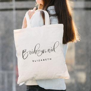 Bolsa Tote Casamento por Caligrafia Moderna de Bridesmaid