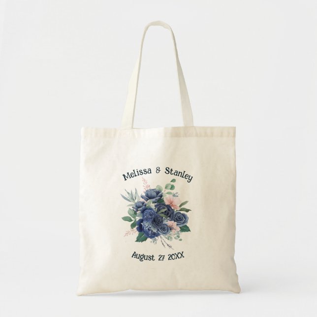 Bolsa Tote Casamento Rustic Blue Eucalyptus Watercolor (Frente)