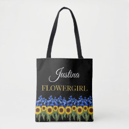 Bolsa Tote Casamento Rustic Bluebells & Sunflower