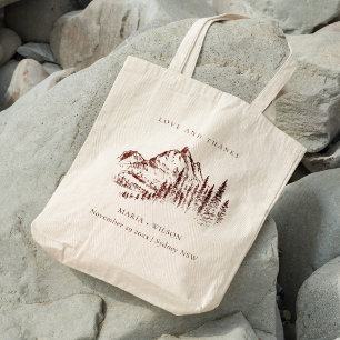 Bolsa Tote Casamento Rustic Rust Pine Woods Mountain Sketch
